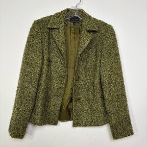 Louden Olive Green Bouclé Blazer Jacket